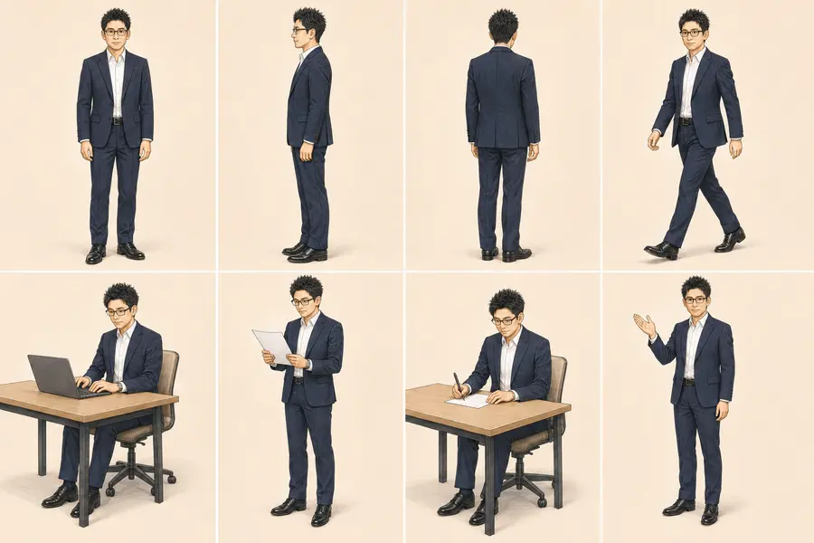 標準AI社員構成例のHD-2D画像
