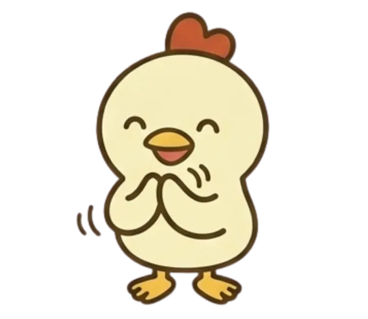 笑顔で案内するにわとりさん